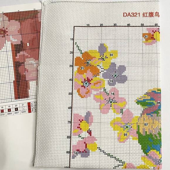 Cardinal Bird Tree Blossoms Stamped Cross Stitch Kit Joy Sunday 16 x 17" New - Picture 5 of 5